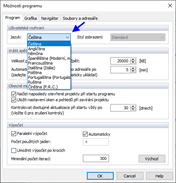 Možnosti programu, Výběr jazyka